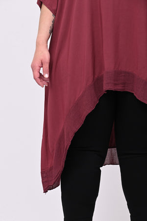 Maxi blusa asimmetrica bordo - Vino