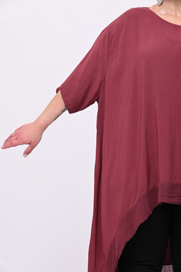 Maxi blusa asimmetrica bordo - Vino