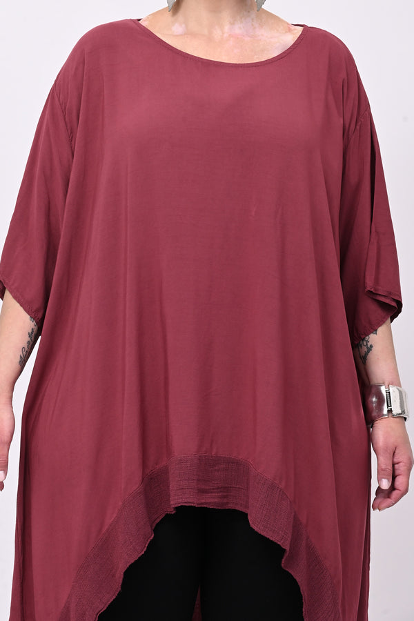 Maxi blusa asimmetrica bordo - Vino