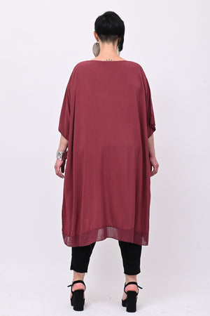 Maxi blusa asimmetrica bordo - Vino