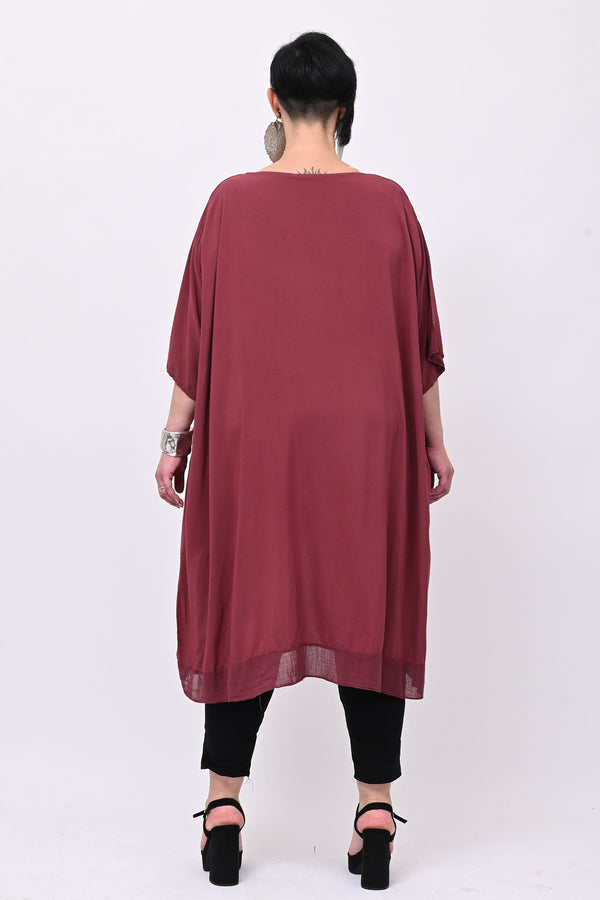 Maxi blusa asimmetrica bordo - Vino