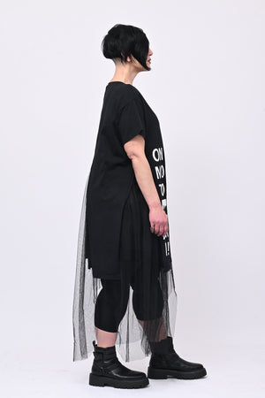 Abito strass tulle - Nero