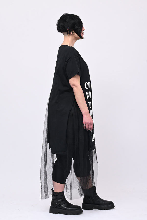 Abito strass tulle - Nero