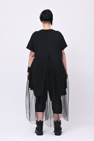 Abito strass tulle - Nero