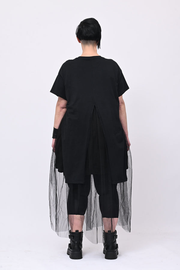Abito strass tulle - Nero