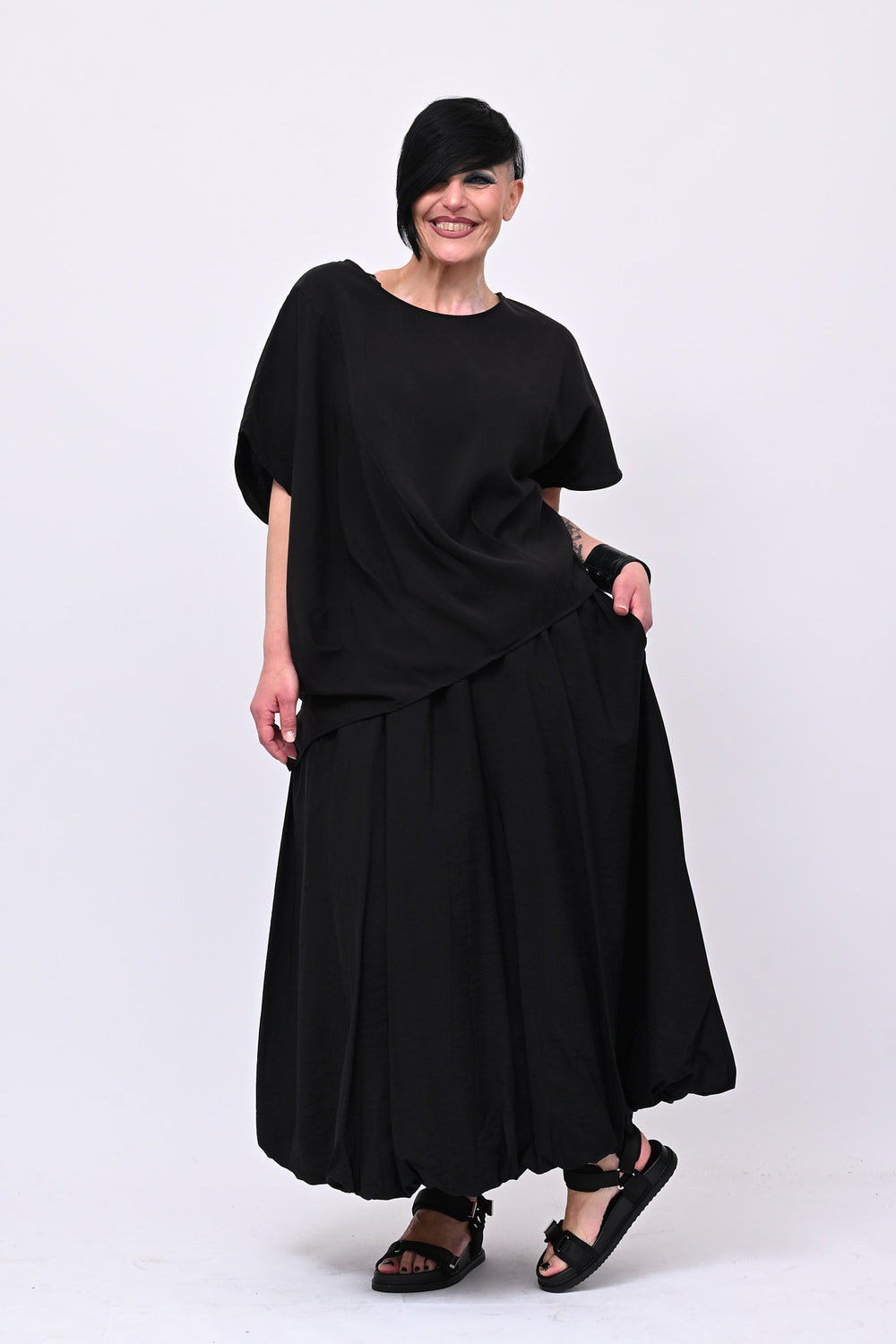 Maglia punta asimmetrica - Nero