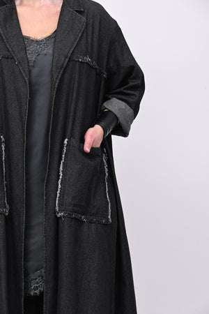 Cappotto frange zip - Jeans nero