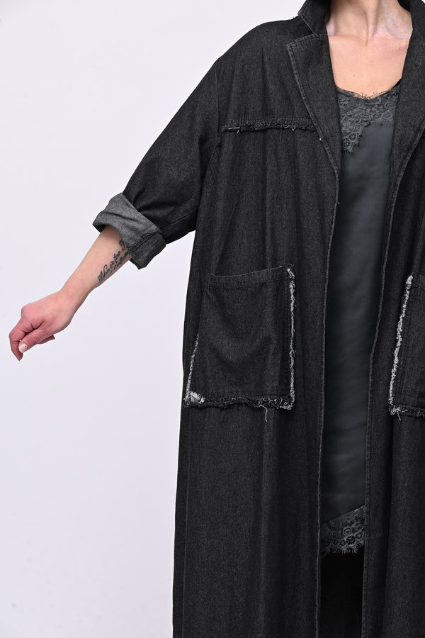Cappotto frange zip - Jeans nero