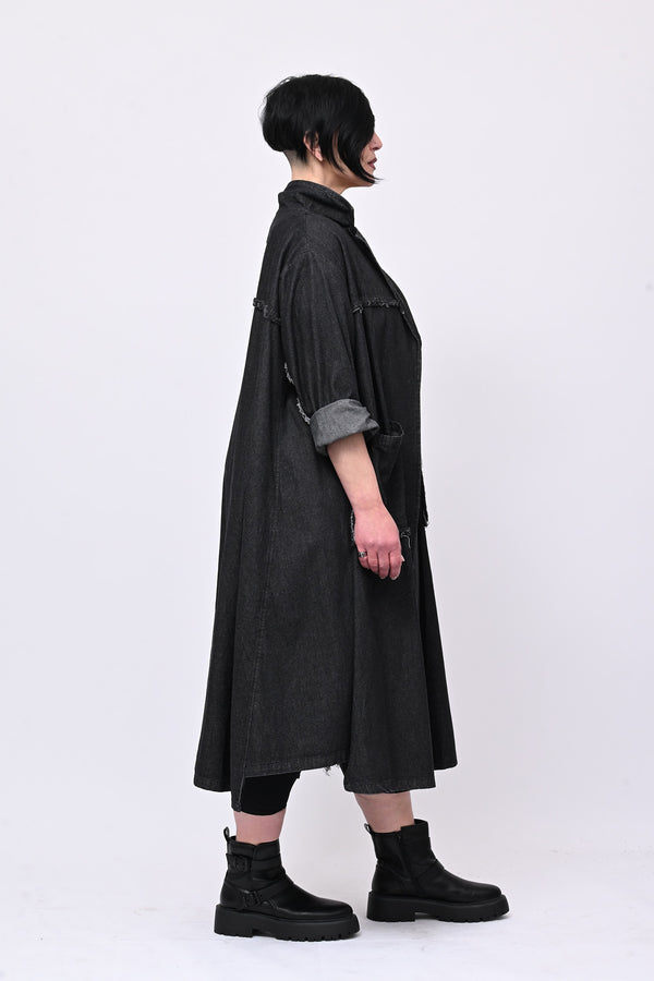 Cappotto frange zip - Jeans nero