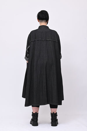 Cappotto frange zip - Jeans nero