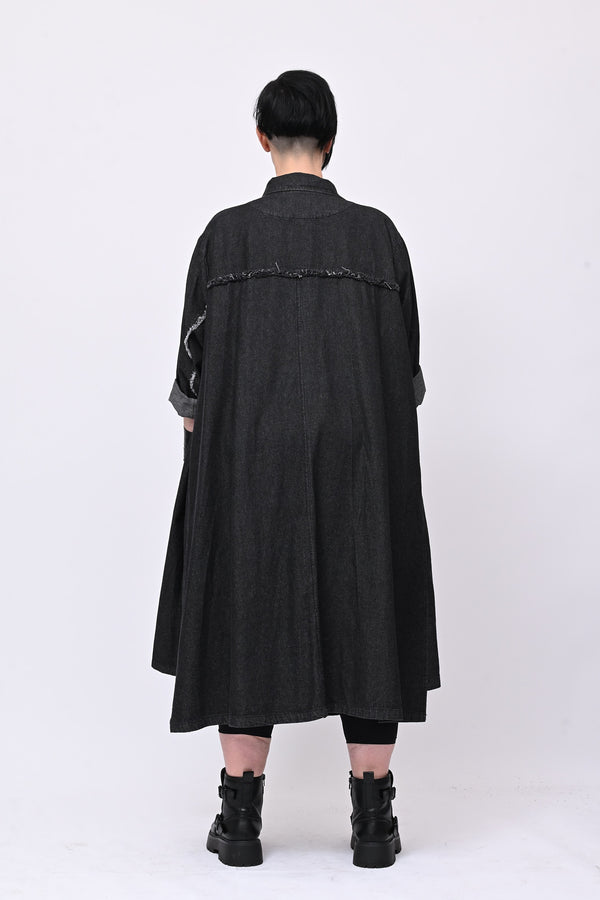 Cappotto frange zip - Jeans nero