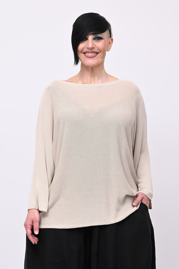 Pull viscosa girocollo - Beige