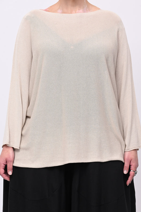Pull viscosa girocollo - Beige