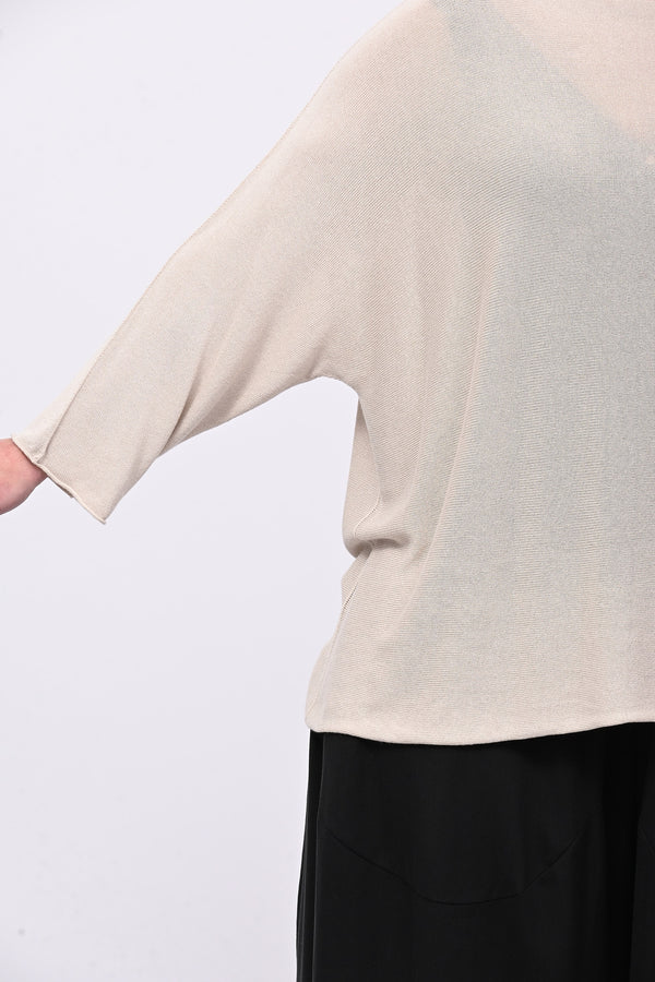 Pull viscosa girocollo - Beige