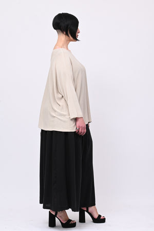Pull viscosa girocollo - Beige