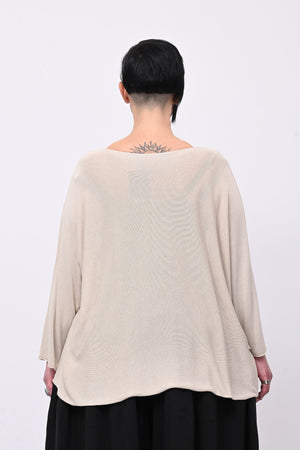 Pull viscosa girocollo - Beige