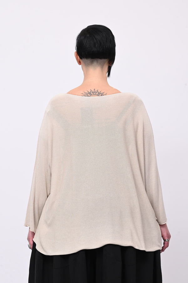 Pull viscosa girocollo - Beige