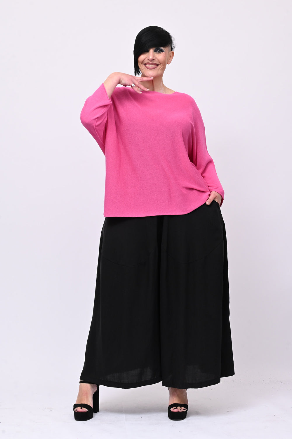 Pull viscosa girocollo - Fuxia