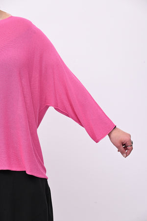 Pull viscosa girocollo - Fuxia