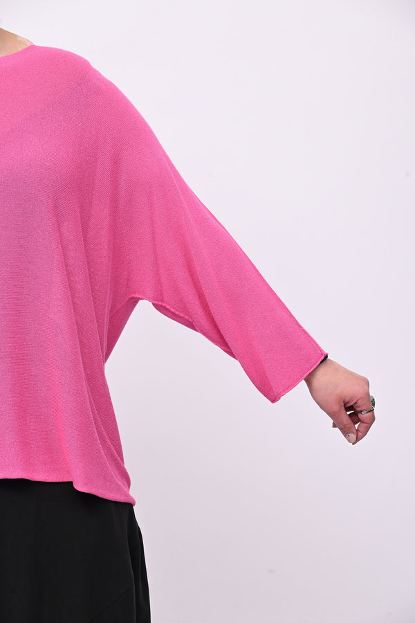 Pull viscosa girocollo - Fuxia