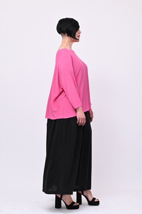 Pull viscosa girocollo - Fuxia