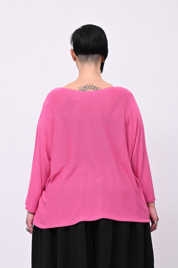 Pull viscosa girocollo - Fuxia