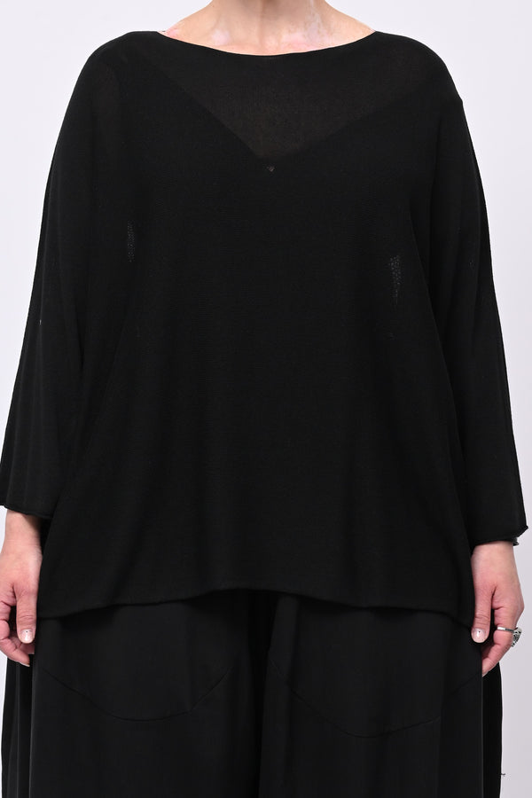 Pull viscosa girocollo - Nero