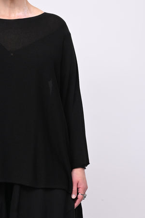 Pull viscosa girocollo - Nero
