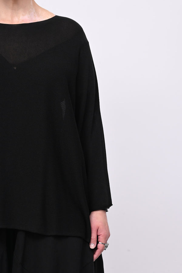 Pull viscosa girocollo - Nero