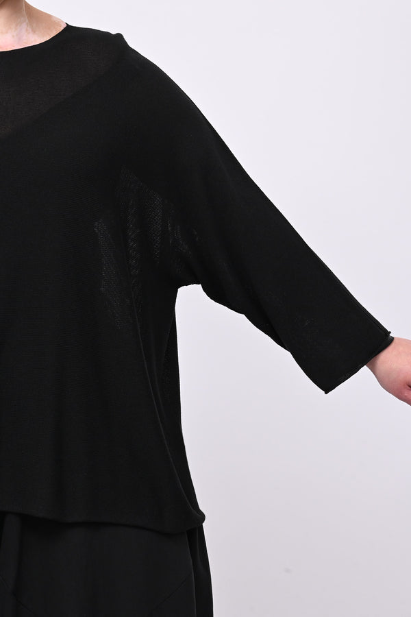 Pull viscosa girocollo - Nero