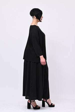 Pull viscosa girocollo - Nero