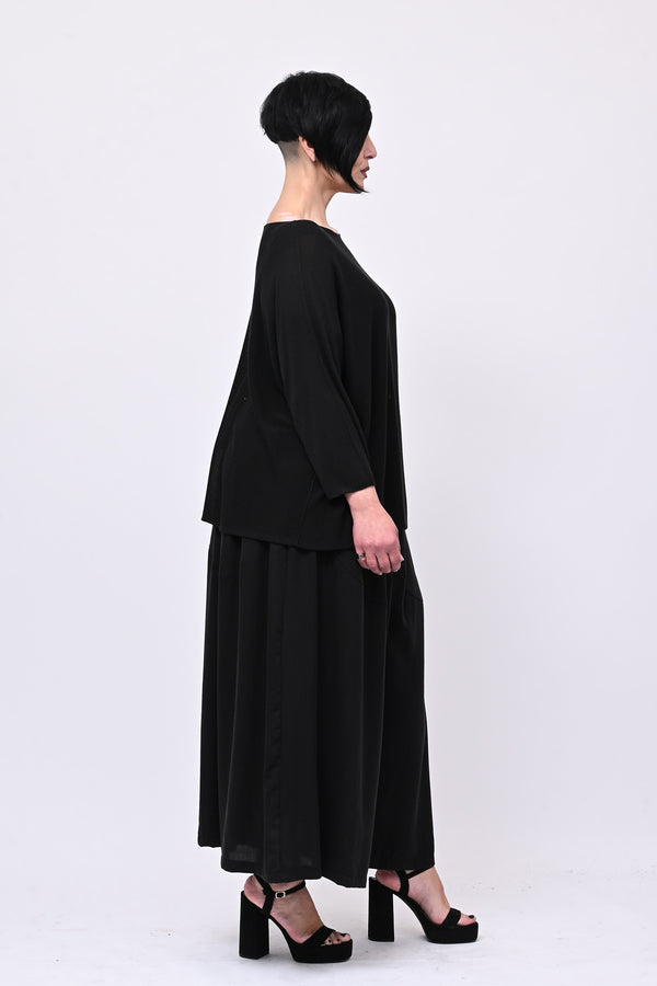 Pull viscosa girocollo - Nero