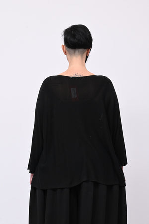 Pull viscosa girocollo - Nero