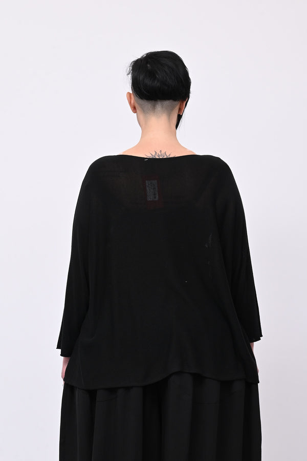 Pull viscosa girocollo - Nero