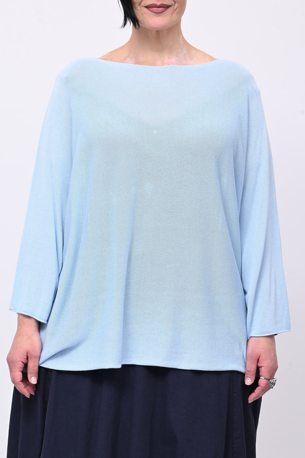 Pull viscosa girocollo - Celeste