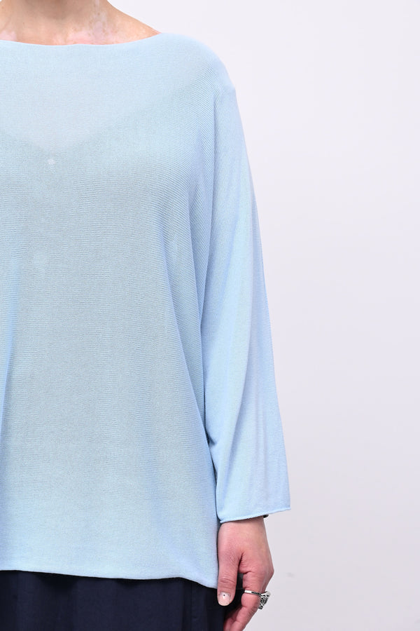 Pull viscosa girocollo - Celeste