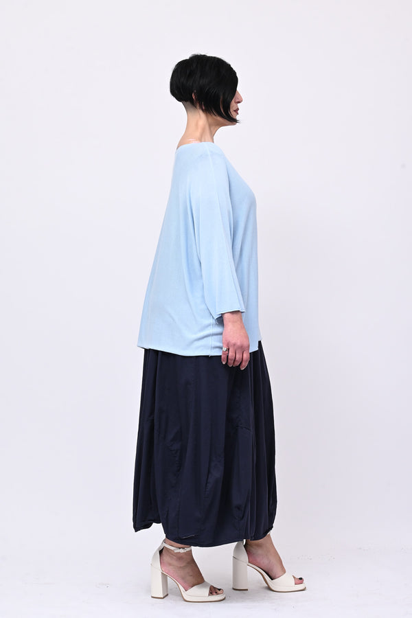 Pull viscosa girocollo - Celeste