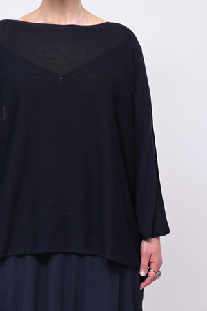 Pull viscosa girocollo - Blu