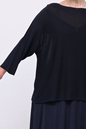 Pull viscosa girocollo - Blu