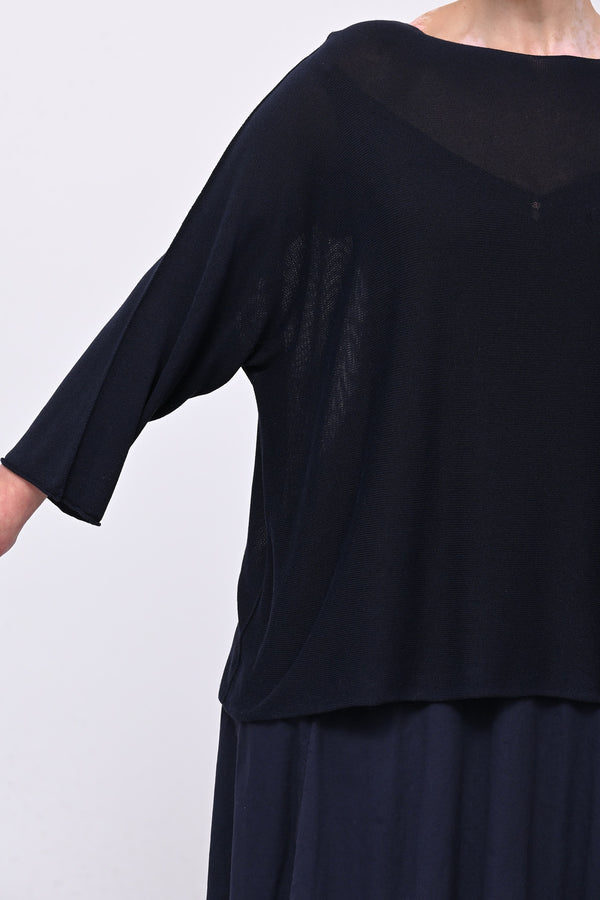 Pull viscosa girocollo - Blu