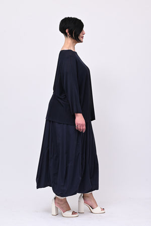 Pull viscosa girocollo - Blu