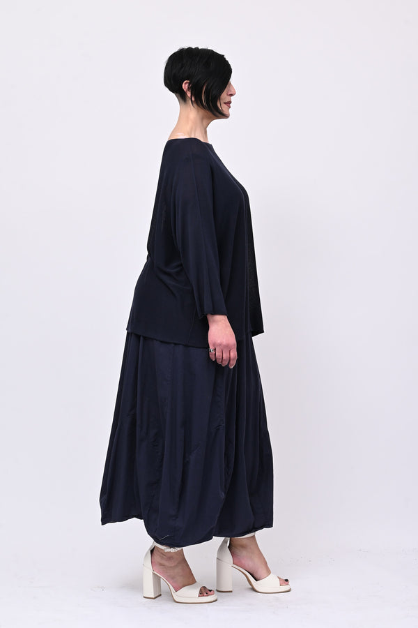 Pull viscosa girocollo - Blu