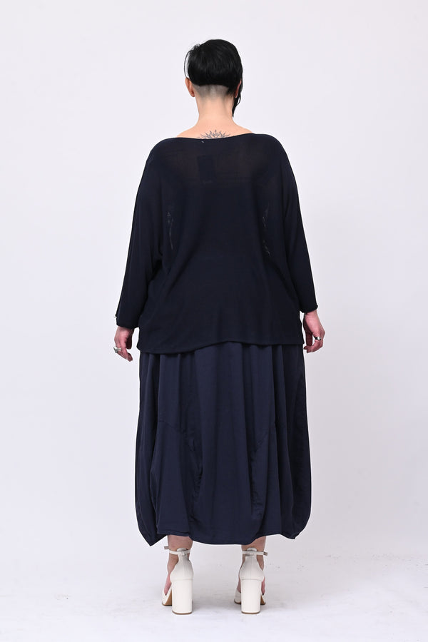 Pull viscosa girocollo - Blu