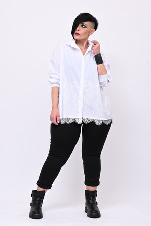 Camicia pizzo over - Bianco