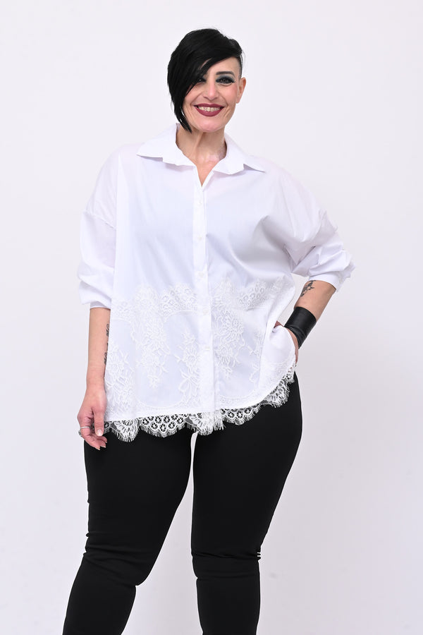 Camicia pizzo over - Bianco