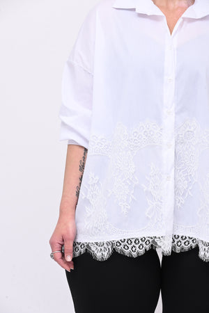 Camicia pizzo over - Bianco