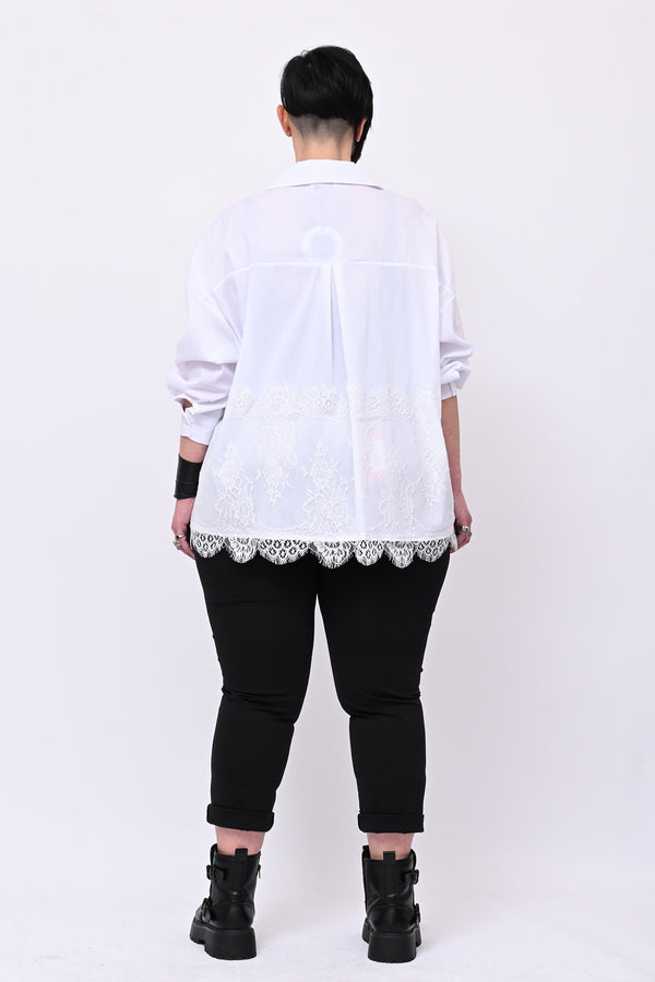 Camicia pizzo over - Bianco