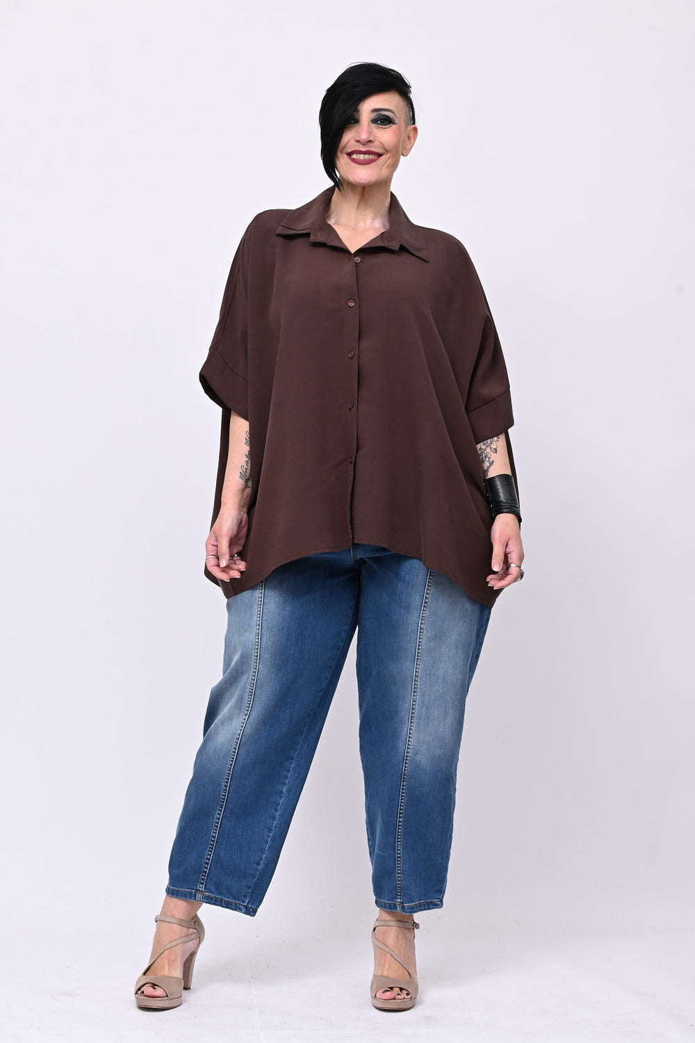 Camicia effetto seta - Moro