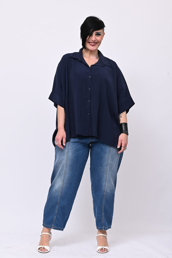 Camicia effetto seta - Blu