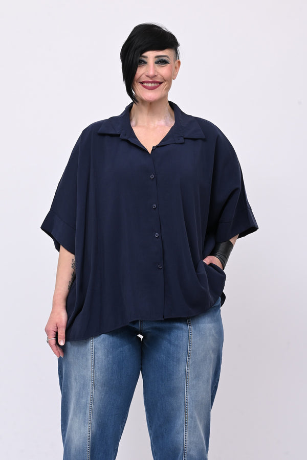 Camicia effetto seta - Blu